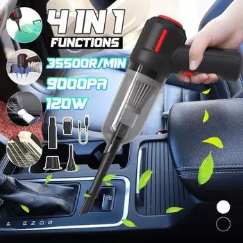 9000pa 120 Вт 4-в-1 автомобильный пылесос портативный беспроводной автомобильный пылесос двойного назначения выдувной очиститель ручной автоматический вентилятор White