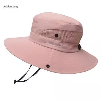 9002 Summer Outdoor Breathable Sun Hat Sun Hat Foldable Sun-Proof Face Cover Hat Female Ponytail Hole Bucket Hat Adult Monochrome Pink