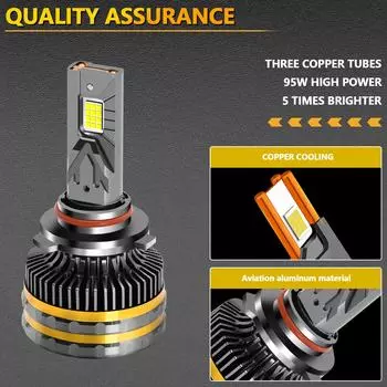 9006 Светодиодные лампы для фар IP68 Водонепроницаемые автомобильные светодиодные лампы для фар 6000K 200W 20000LM Яркие светодиоды H7 чёрный