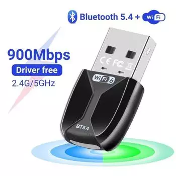 900 Мбит/с USB WiFi 6 Bluetooth 5.4 адаптер двухдиапазонный 2.4G и 5GHz беспроводной сети беспроводной Wlan приемник для Win10/11 Drive Free