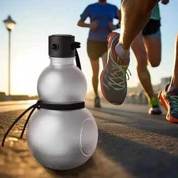 900 ML Gourd Water Bottle Chinese Retro-inspired with Strap Waist Rope Cup Brush Charm DIY Sticker Gourd Ornament 900 ML чёрный