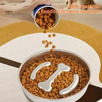 900 мл медленная миска для кормления собак, противоскользящая медленная кормушка для собак, миска для кормления сухой влажной пищи, милая кошачья лапа, дизайн с костями, миска для собак крупных пород A