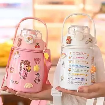 900 мл термокружка бутылка для воды большой емкости термос чашка соломинка для спорта на открытом воздухе студенческая пара чашка посуда для напитков нержавеющая сталь 900ML синий