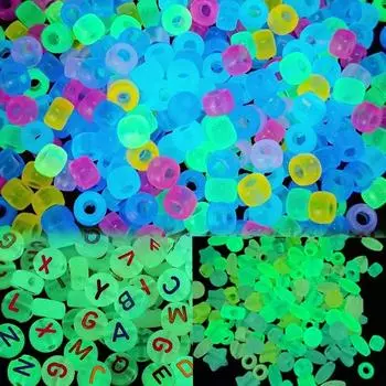 900 шт., бусины с надписью «пони», светящиеся в темноте, светящиеся в темноте браслеты, ожерелье