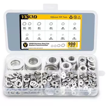 900 шт. плоских шайб из нержавеющей стали, комбинированная серия, набор плоских шайб M2, M2.5, M3, M4, M5, M6, M8, M10, M12