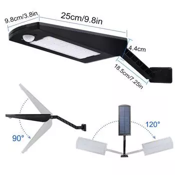 900lm солнечная лампа 3 режима 2 угла поворота 900Lm 66Led уличный беспроводной IP65 водонепроницаемый солнечный свет для сада стены двора white shell белый