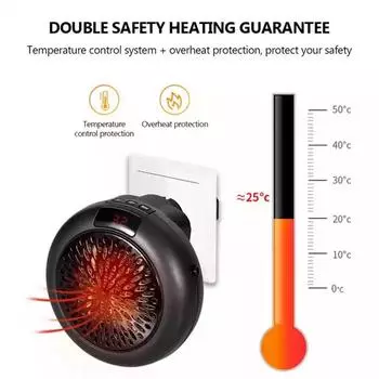 900W Mini Plug-in Electric Space Room Heater Adjustable Thermostat Personal Heater With Led Display for Office Dorm Room European regulations белый