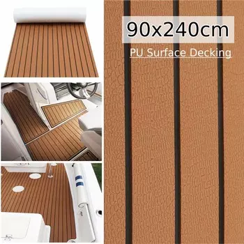 900x2400x6 мм EVA Foam искусственный тиковый коврик для палубы лодки коричневый палубный лист противоскользящий коврик для яхты самоклеящийся коврик для автомобиля коричневый