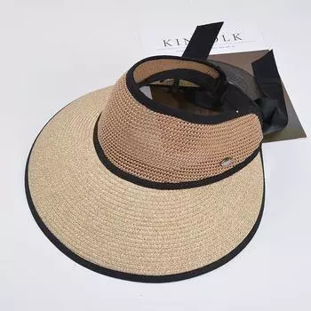 9079 Beach Hat Women s Sun Hat Sun Hat with Wide Brim Topless Hat Summer Hat Women s Foldable Summer Straw Hat Tide Khaki