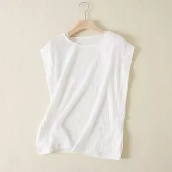 908 Летняя Новинка Легкая Дышащая и Простая Футболка без Рукавов White L