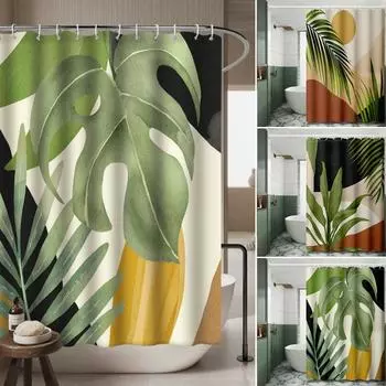 90*180 см полиэстеровый аксессуар для ванной комнаты тропические водонепроницаемые зеленые занавески для душа с листьями растений 3D цифровая печать аксессуары для ванной комнаты