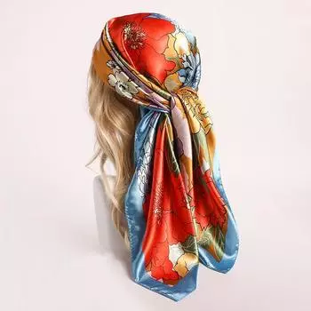 90 * 90 см новый шелковый шарф женский весенне-летний декоративный шарф солнцезащитный дорожный платок осенне-зимний шарф тонкий выпуск 90*90cm