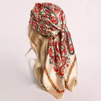 90 * 90 см новый шелковый шарф женский весенне-летний декоративный шарф солнцезащитный дорожный платок осенне-зимний шарф тонкий выпуск 90*90cm