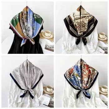 90*90 см принтованные квадратные шали с цветочным принтом шарфы женские платки шейный платок хиджаб женская повязка на голову фуляр 90*90cm