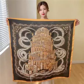 90 * 90 Весна и осень зима стиль щедрый шарф женский новый стиль искусственный шелковый шарф профессиональный шарф универсальный платок 90*90cm