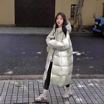 90% белая куртка-пуховик для женщин 2024 года, новая сверхлегкая и легкая трехмерная утепленная длинная и короткая теплая зимняя куртка с капюшоном S size is suitable for 85 to 55 kg