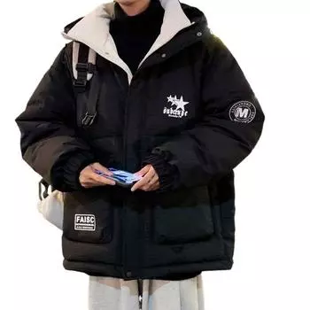 90 Белая утиная пуховая куртка мужская зимняя пара утепленная одежда свободная большого размера утолщенная молодежная студенческая куртка M белый
