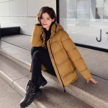 90% белого гусиного пуха пуховая куртка высокого качества женская средняя и длинная зимняя 2024 новая корейская версия свободная утолщенная куртка из хлеба S size is suitable for 85 to 55 kg чёрный