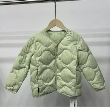 90% белый утиный пух детская легкая куртка-пуховик для девочек с рисунком тыквы детская пуховая подкладка для мальчиков осенне-зимняя теплая верхняя одежда 110cm светло-зеленый