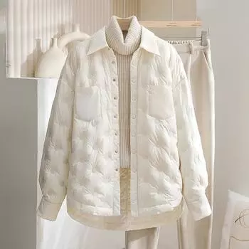 90% белый утиный пух легкий и тонкий пуховик женская средняя и длинная зимняя новая тонкая пуховая куртка зимнее пальто прилив S розовый