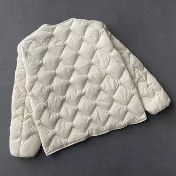 90 Белый утиный пух Penny Rhombus Легкая женская пуховая куртка Короткая простая теплая куртка M бежевый