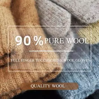 90% чистая шерсть зимние женские шерстяные перчатки, теплые и сенсорные для езды на велосипеде, ветрозащитные и холодостойкие, спортивные и фитнес-вязаные перчатки 22*10cm