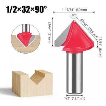 90 Degree 120 Degree V Knife 3d Woodworking Knife Tool Alloy Chamfering Knife Chamfering Knife 90 Degree Engraving Machine Tool Milling Cutter 1/2X32X90°