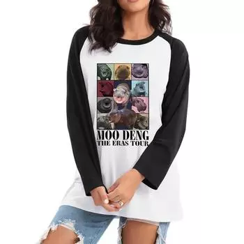 90-е годы Baby Hippo Moo Deng Смешная футболка с длинным рукавом для мужчин и женщин Модная футболка Y2k Kawaii Vintage Tops Милая футболка Mange Одежда S