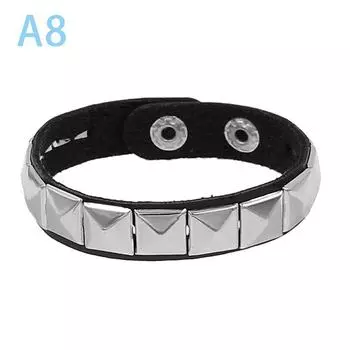 90-е годы Мода Панк Стиль Браслет Личность Искусственная Кожа Три Ряда Шипы Квадратные Браслеты Браслет 2024 Украшения Для Вечеринки Подарок A8