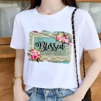 90-е корейская женская одежда с цветочным принтом футболка с рисунком футболка топ футболка летняя женская рубашка 2XS