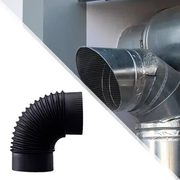 90-градусный черный соединитель для трубы печи для использования в дымоходе, адаптер для дымохода из нержавеющей стали ID 12.5cm