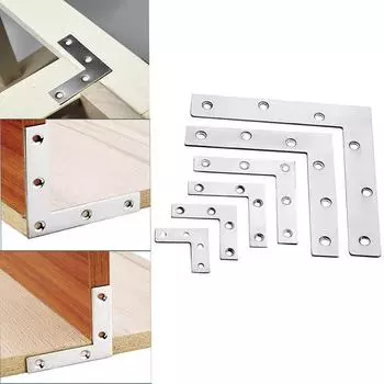 90-градусный плоский шарнирный прямоугольный кронштейн крепежные элементы L-образные угловые кронштейны для мебельной фурнитуры деревообработки 4/10 шт. set 1(10pcs)