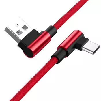 90-градусный USB Type C для Samsung XiaoMi HuaWei, шнур для быстрой зарядки и передачи данных 1.5M красный