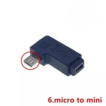 90 градусов левый и правый угловой Mini USB 5pin Female to Micro USB Male Data Sync адаптер штекер Micro USB to Mini разъем 1Pcs