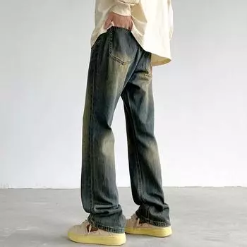 90% хлопок, мужская мода, большие размеры 5XL, американский Y2K, винтажные ретро джинсы Harajuku, широкие расклешенные брюки, мешковатые джинсы для мужчин, уличная одежда для женщин L синий