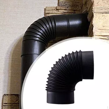 90° колено трубы печи соединитель черный дымоход для сжигания дров обмен многоцелевой нержавеющая сталь ID 12.5cm