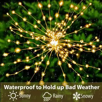 90 LED Solar Firework Lights Garden Decoration Fairy Lights Waterproof Outdoor Dandelion Lawn Lamp Patio Garden Decor 90LED