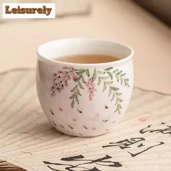 90 мл нарисованная вручную банка с цветком глицинии чашка Dehua белая фарфоровая чашка для дегустации китайская маленькая чашка Master Cup кофейная кружка посуда для напитков подарки
