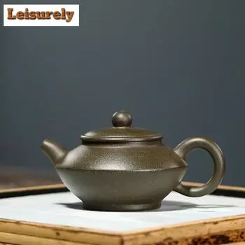90 мл подлинные исинские фиолетовые глиняные чайники ручной работы из альбиции, чайник из сырой руды, зеленый глиняный чайник, чайный набор «Цзыша», коллекция, подарок