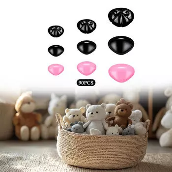 90 шт. безопасные носы с шайбами, принадлежности для рукоделия, рукоделие, треугольный нос для вязания крючком, набитый