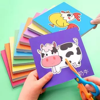 90 шт., детская книга ручной работы с ножницами, сделай сам, детский мультфильм, скрапбукинг, бумажные игрушки, обучающие развивающие игрушки, подарки fruits+scissor