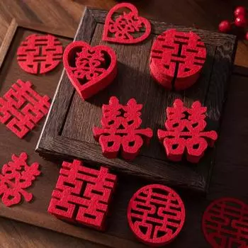 90 шт., двойное украшение для счастья, изысканный привлекательный полый счастливый дизайн персонажей, свадебный орнамент, товары для вечеринок A