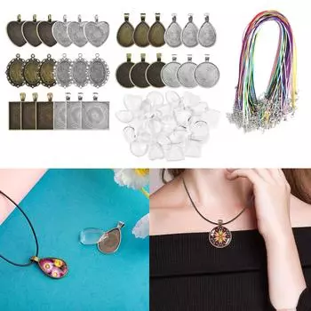 90 шт. фурнитура для ожерелья аксессуары позолоченная основа для кулона и стеклянные кабошоны подвески позолоченные ремесла установка фурнитура для ожерелья