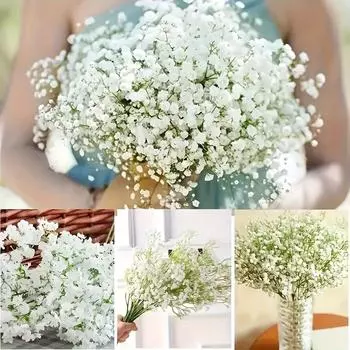 90 шт. искусственных цветов Baby Breath Flower искусственная гипсофила для свадебной вечеринки украшение дома цветочные букеты DIY аксессуары 90pcs белый