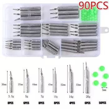 90 шт./компл., 3,5 г, 5 г, 7 г, 14 г, 20 г, грузила для рыбалки, грузила для ловли окуня, грузила для рыбалки с разделенным выстрелом, грузила для ловли окуня Pesca one set