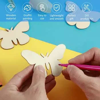 90 шт. незаконченных деревянных украшений в форме бабочек 9 стилей DIY пустые деревянные фишки в форме бабочек незаконченная деревянная краска в форме бабочек