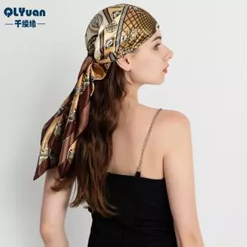 90 см большой квадратный шарф для весенней и летней моды, универсальный и стильный, принтованный шелковый шарф для женского украшения, в паре с шалью 90cm*90cm серый