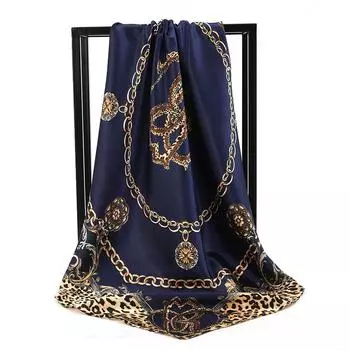 90 см большой квадратный шарф для весенней и летней моды, универсальный и стильный, принтованный шелковый шарф для женского украшения, в паре с шалью 90*90cm красный