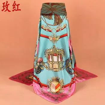 90 см большой квадратный шарф для весенней и летней моды, универсальный и стильный, принтованный шелковый шарф для женского украшения, в паре с шалью 90cm*90cm розы красного