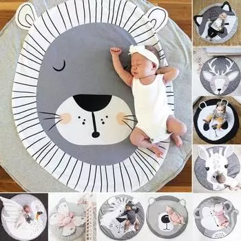 90 см хлопок панда олень круглый детский игровой коврик для ползания ковер декор комнаты Fox